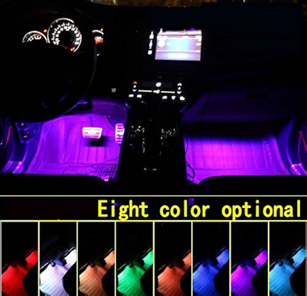 Car LED Strip Light,Uniwit 4 Pieces DC 12V Multicolor Car Interior Music Light LED Underdash Lighting Kit with Sound Active Function and Wireless Remote Control (Remote Control - 72 LED)