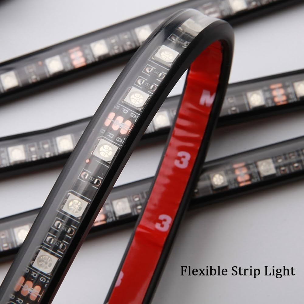 Car LED Strip Light,Uniwit 4 Pieces DC 12V Multicolor Car Interior Music Light LED Underdash Lighting Kit with Sound Active Function and Wireless Remote Control (Remote Control - 72 LED)