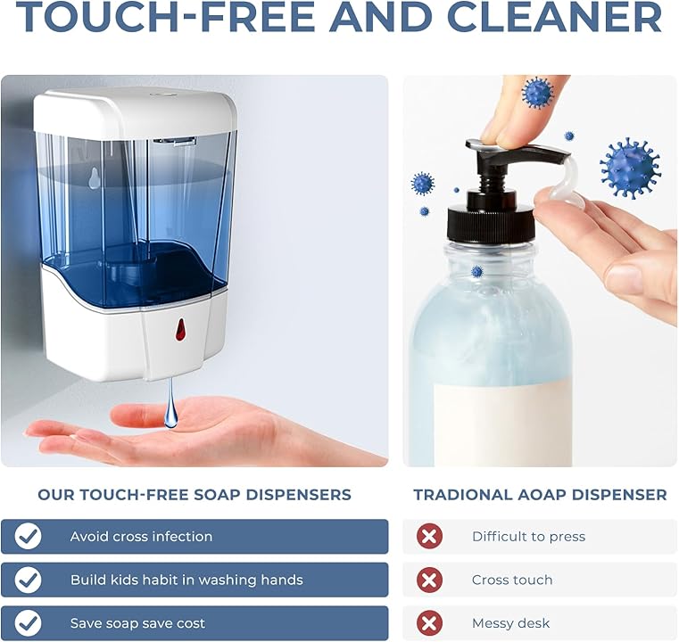 Wall-mounted hand soap dispenser, commercial soap dispenser for bathroom, 21 oz hand sanitizer dispenser, liquid gel soap holder