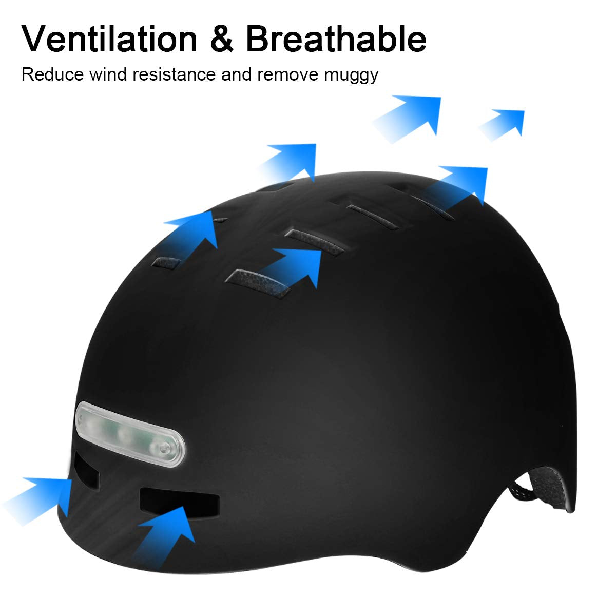 Adult Bicycle Helmet with Rechargeable USB Front & Back LED Light/Thick EPS Foam,Bike Helmet for Urban Commuter Men Women,Adjustable Lightweight Cycling Helmet Black