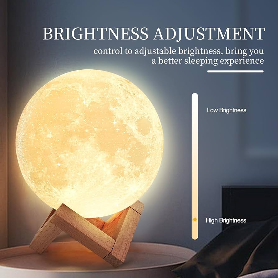 Moon Lamp 5.9inch/15cm Moon Night Light Upgraded 16-Colour Adjustment, Wooden Stand,Remote/Touch Control&USB Charging,3D Printing Moon Decor for Adults Girls Kids Birthday, Valentine Item for Women