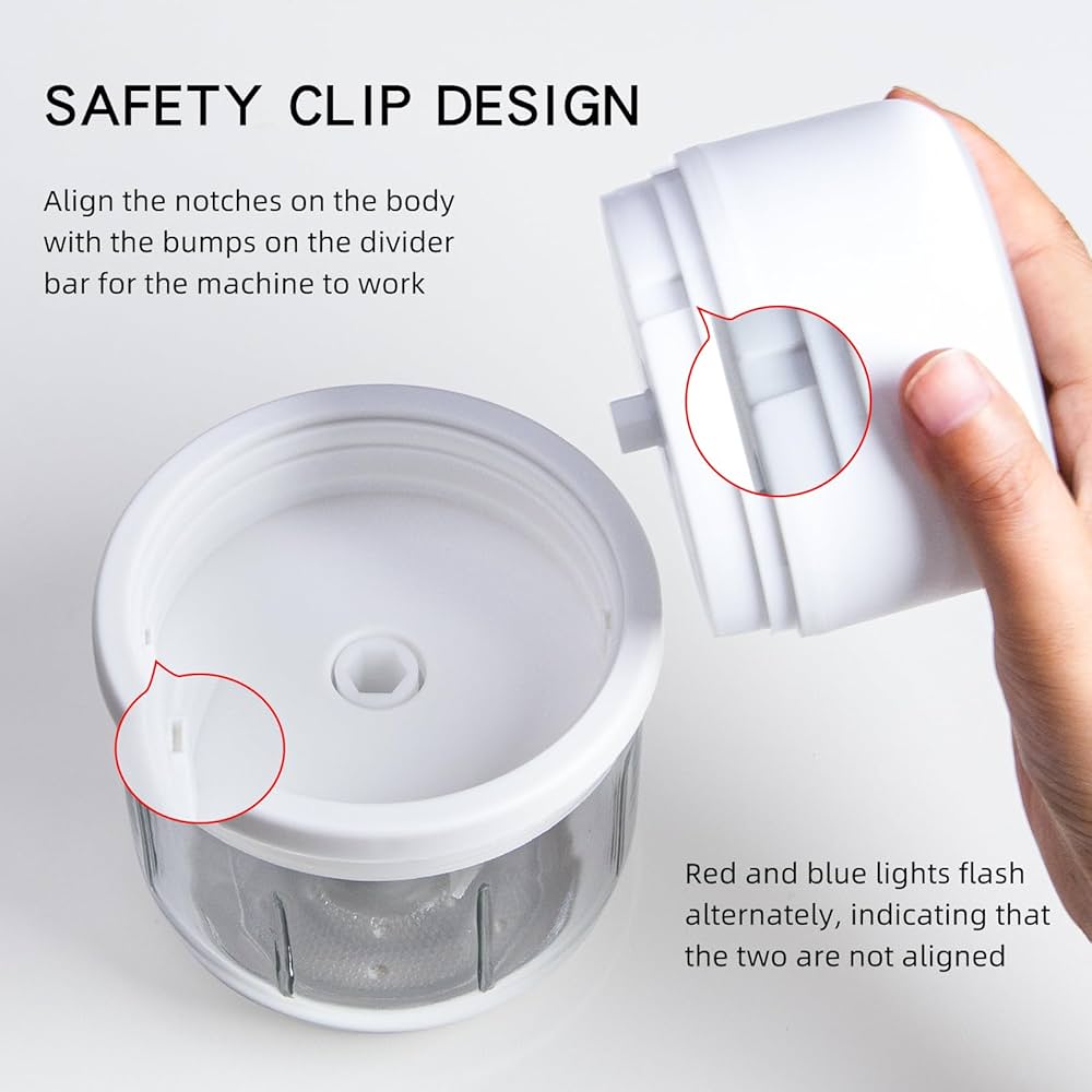 Electric Garlic Chopper Portable Small Food Processor, 300ML Glass Containers with Food Divider, Waterproof Body, One-touch Press to Chop Onion For Ginger, Chili, Fruit, Meat, Spices, Beans