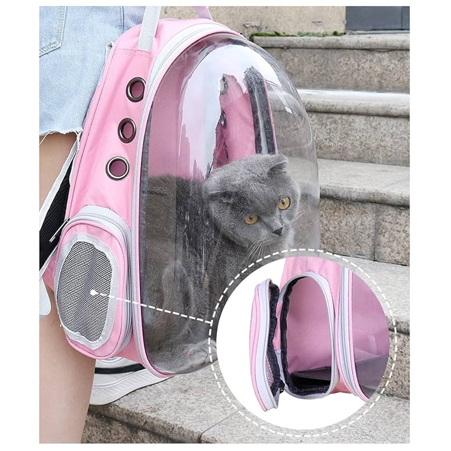 Space Capsule Pet Backpack, Oxford Fabric Capsule Backpack, Transparent Small Dog Backpack, Travel Carrying Bag, Outing Pet Supplies Small Medium Dogs Cats Pet Carrier Backpack