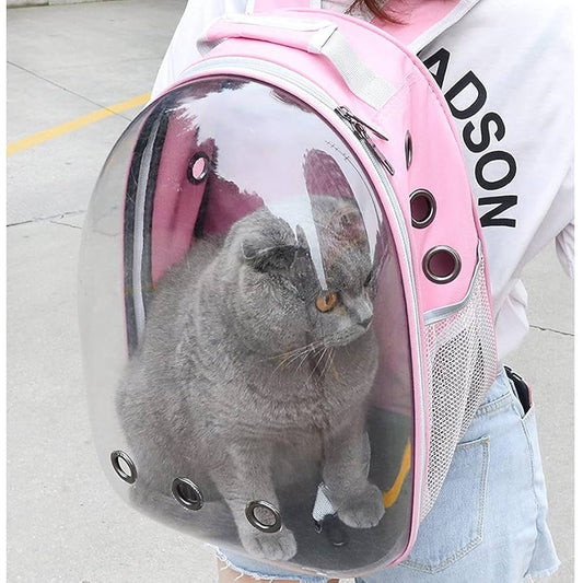 Space Capsule Pet Backpack, Oxford Fabric Capsule Backpack, Transparent Small Dog Backpack, Travel Carrying Bag, Outing Pet Supplies Small Medium Dogs Cats Pet Carrier Backpack