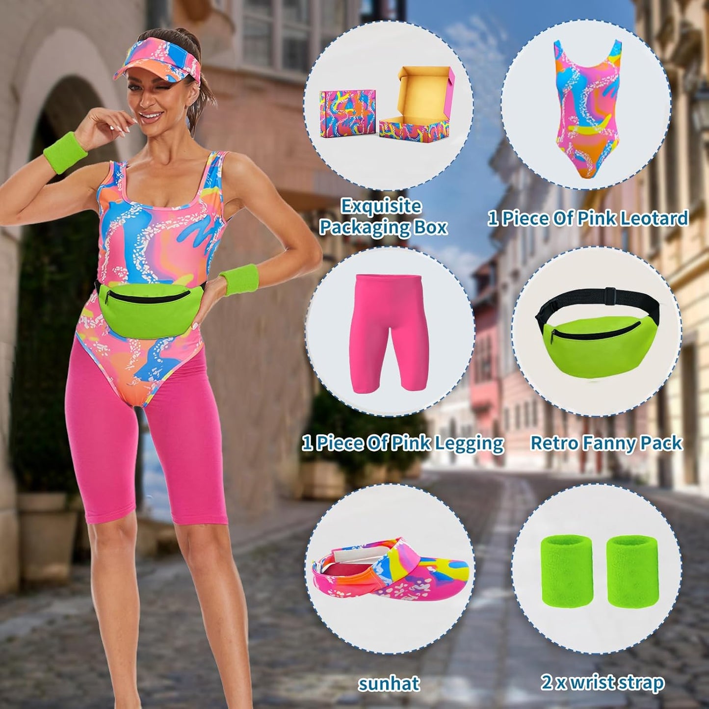 80s Workout Costume for Women Halloween Cosplay Couples Outfits Swimwear Suit 80s 90s Workout Costume Outfit