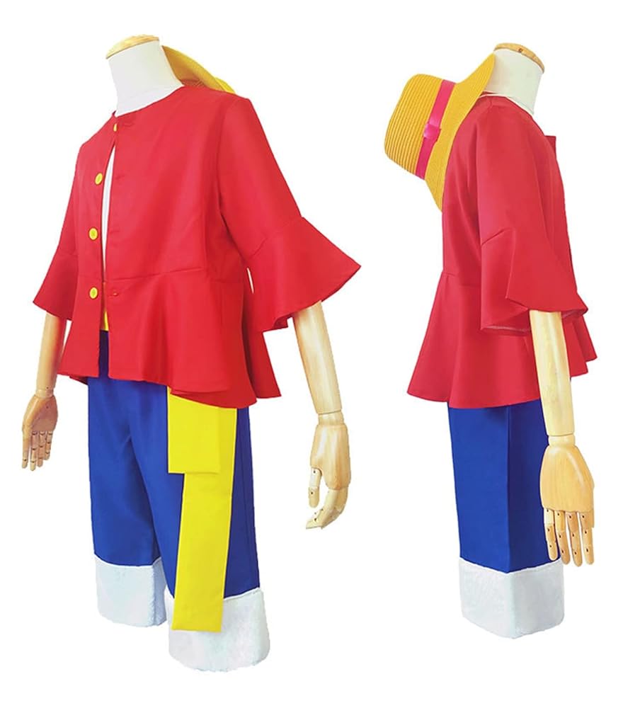 Monkey D. Luffy Cosplay Costume Shirt Shorts with Hat Full Suit Halloween Anime Cosplay Suits