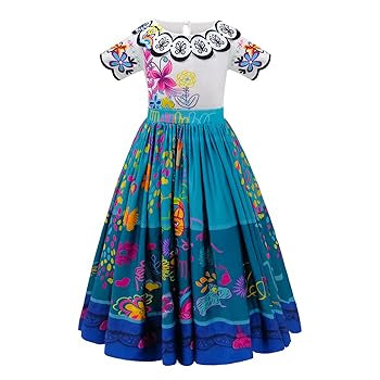 Mirabel Costume Dress for Girls Cosplay Isabela Madrigal Princess Halloween Dress Up Outfits with purse
