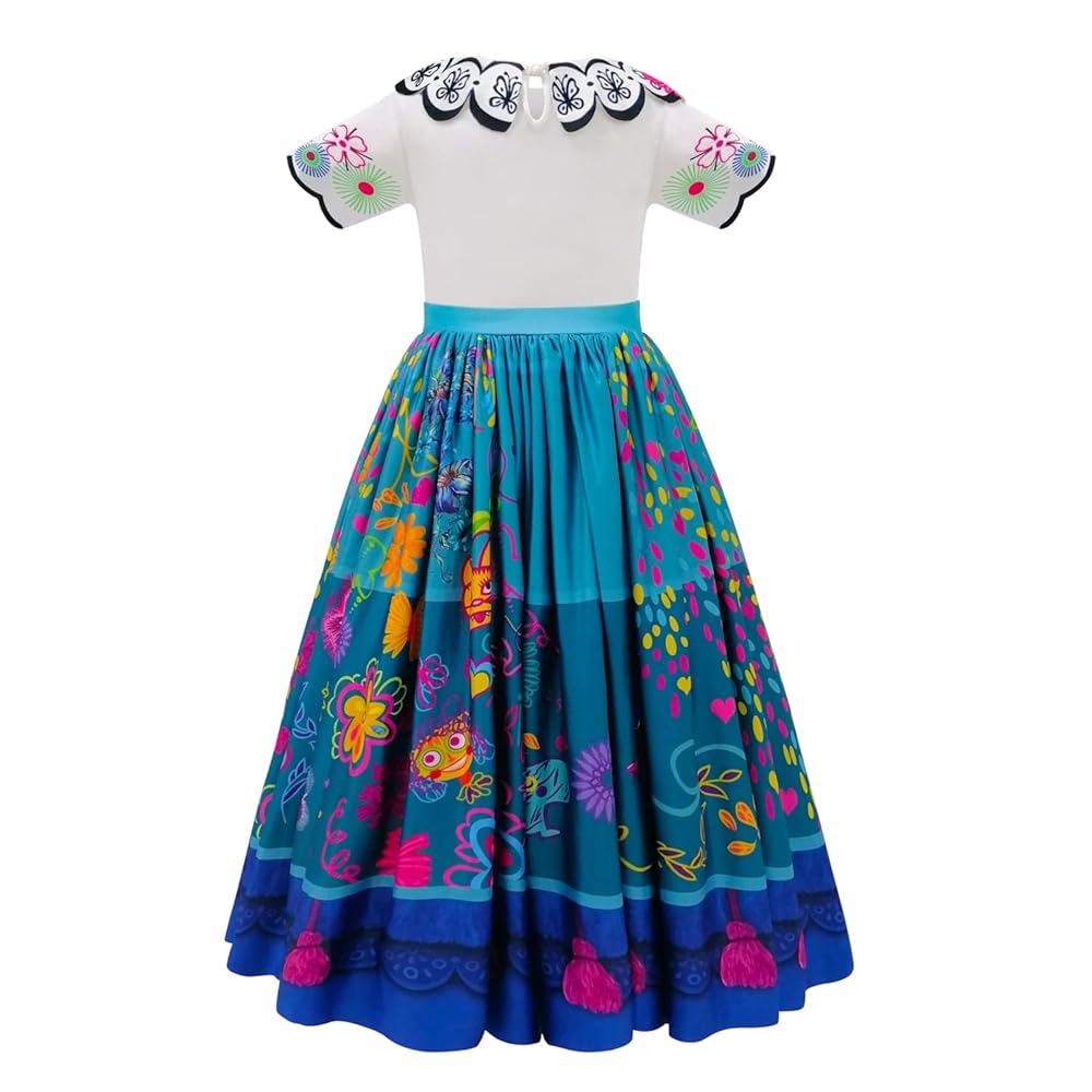 Mirabel Costume Dress for Girls Cosplay Isabela Madrigal Princess Halloween Dress Up Outfits with purse
