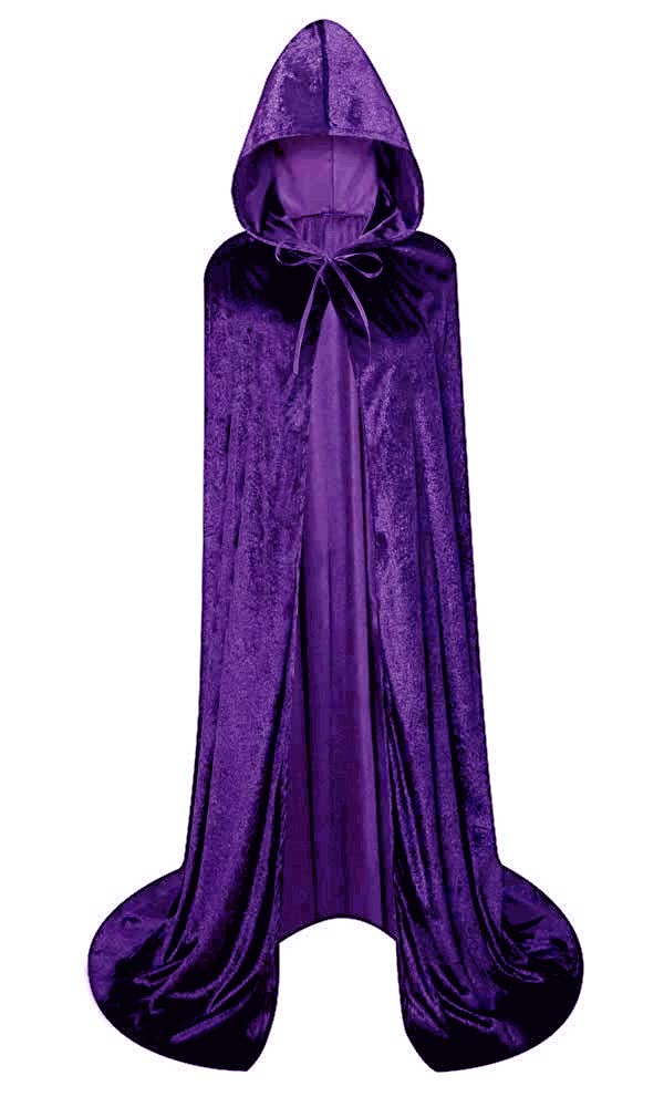 Unisex Full Length Hooded Robe Long Velvet Cloak Cosplay Costume