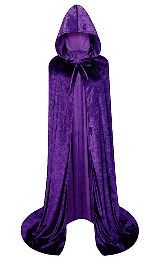 Unisex Full Length Hooded Robe Long Velvet Cloak Cosplay Costume