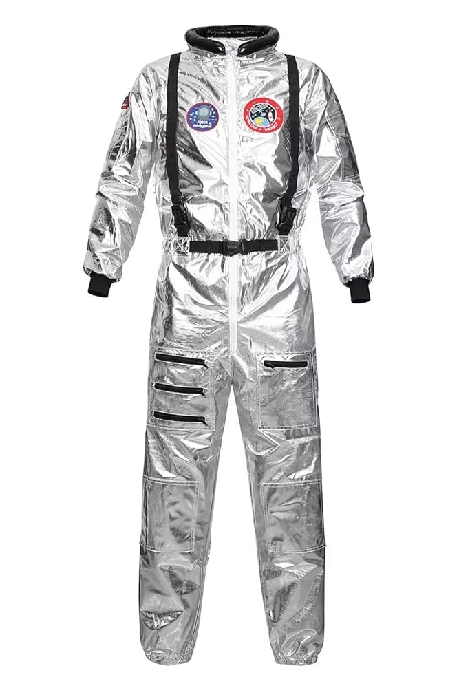Silver Astronaut Costume Adult for Women Cosplay Costumes Spaceman Jumpsuit Space Suit Outfit Halloween