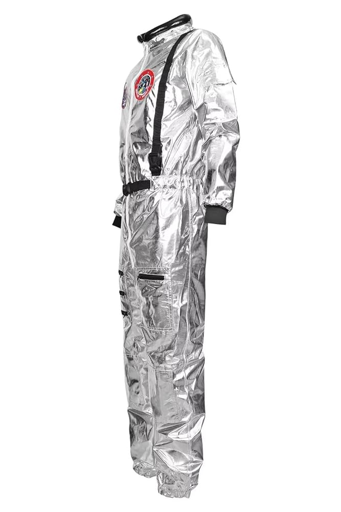 Silver Astronaut Costume Adult for Women Cosplay Costumes Spaceman Jumpsuit Space Suit Outfit Halloween