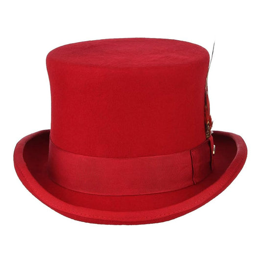 GEMVIE Men 100% Wool Top Hat Mad Hatter Satin Lined Low Top Hats (feather not included)
Size: Small