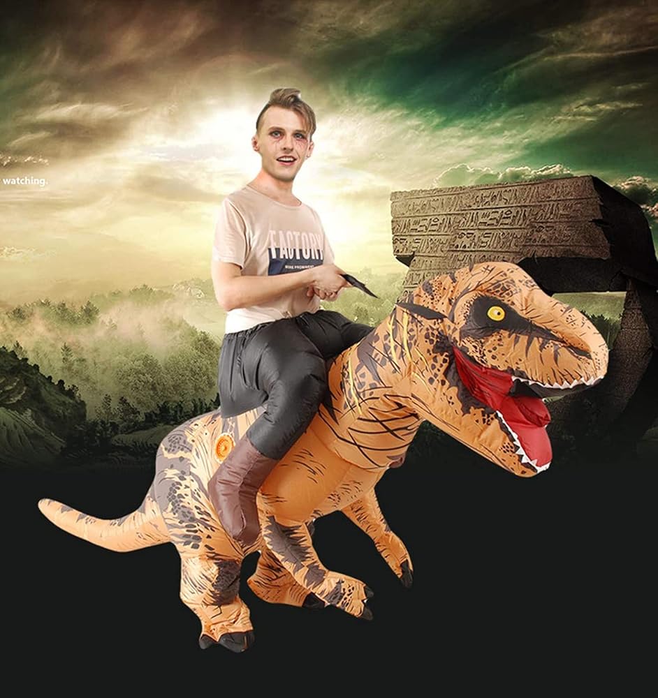 T-Rex Inflatable Riding Dinosaur Costume Adult Blow Up Suit for Halloween