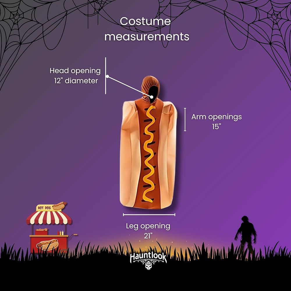 Footlong Hot Dog & Wiener Bun Halloween Costume - Unisex Men Women Sausage Suit