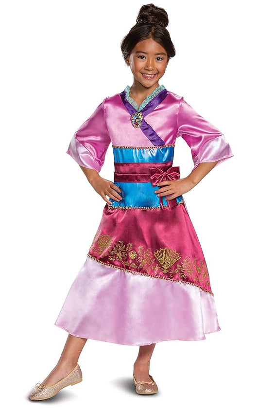 Disney Princess Mulan Costume Dress for Girls, Children's Character Dress Up Outfit, Classic Kids