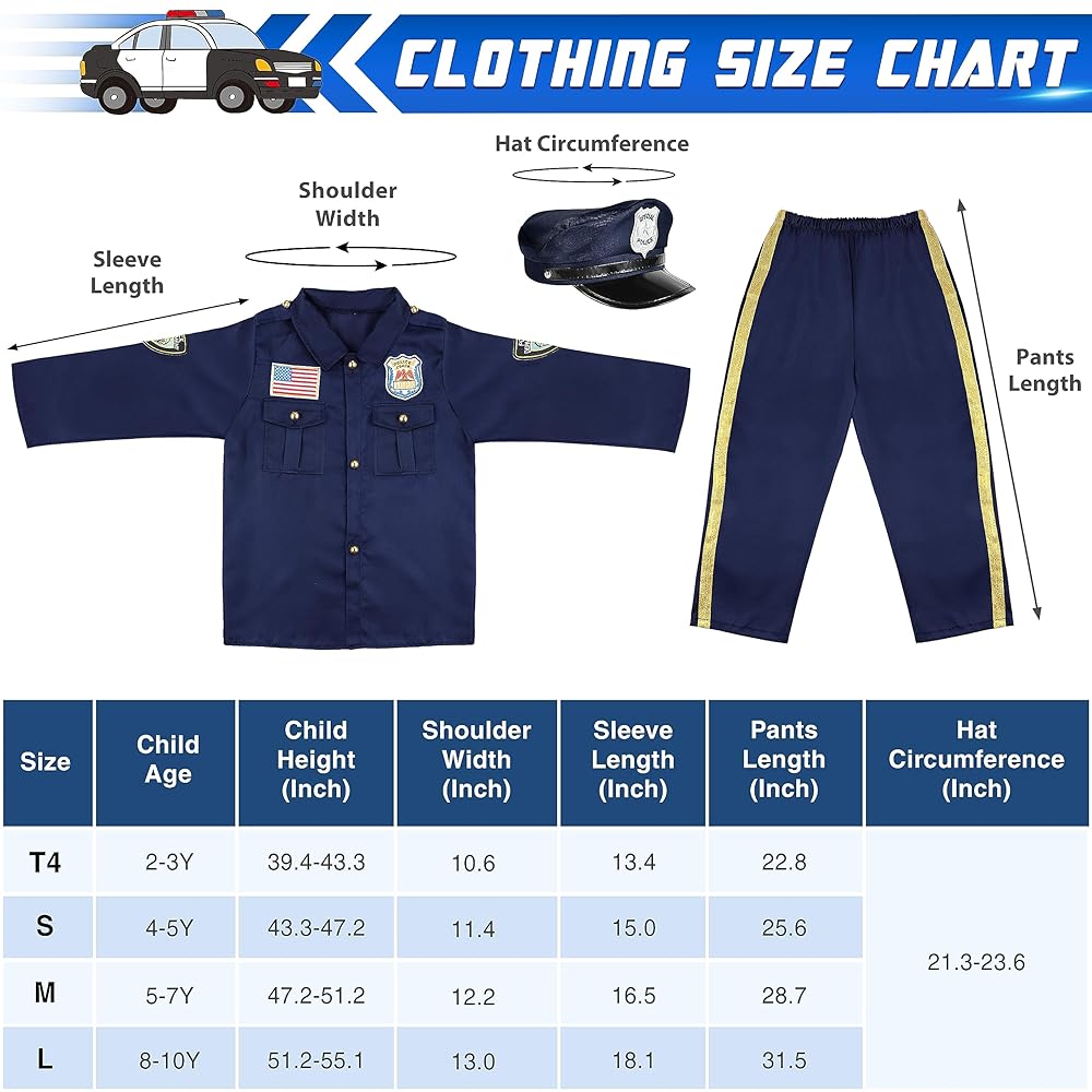 Police Officer Costume for Kids - Police Costume for Kids with Accessories, Kids Costumes for Boys Girls