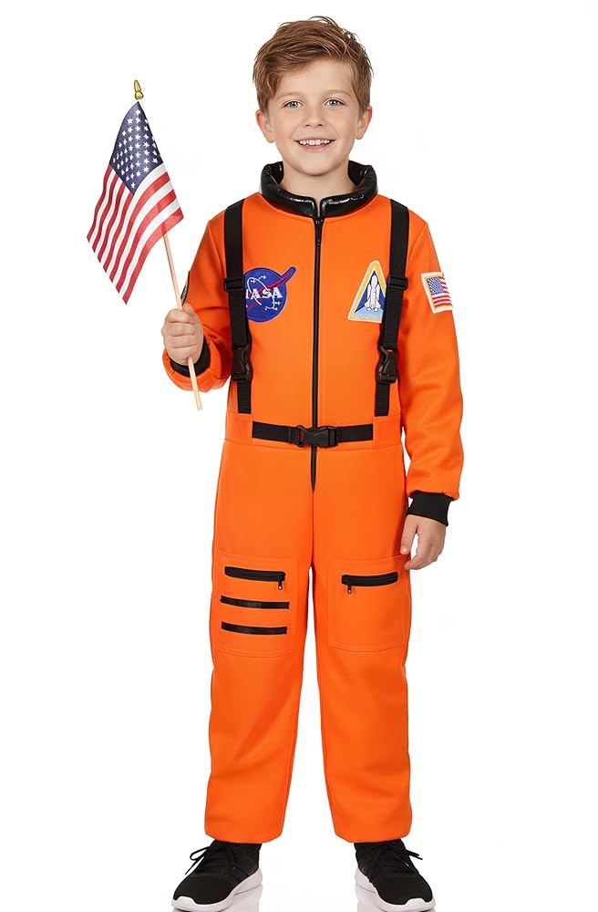 Astronaut Costume for Kids Boys, NASA Space Suit Jumpsuit, Simulation Spacesuit Costume