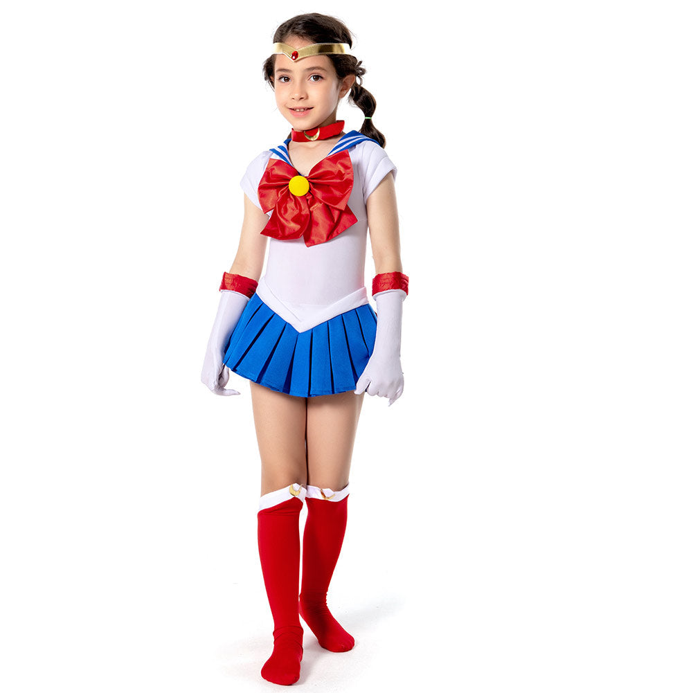 Anime Sailor Moon Halloween Carnival Suit Tsukino Usagi Cosplay Costume Kids Grils Dress Outfits