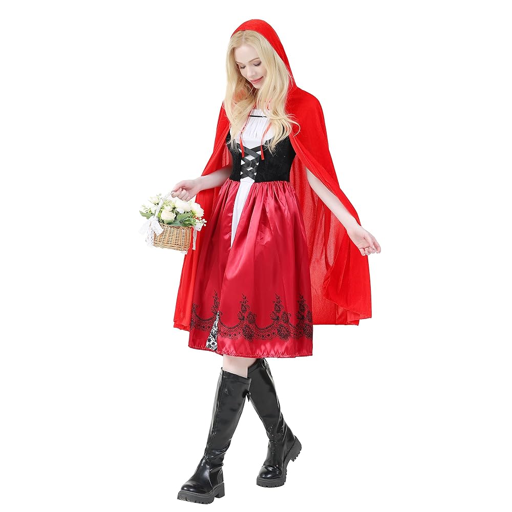 Little Red Riding Hood Halloween Costume,Adult Little Red Riding Hood Costume for Women