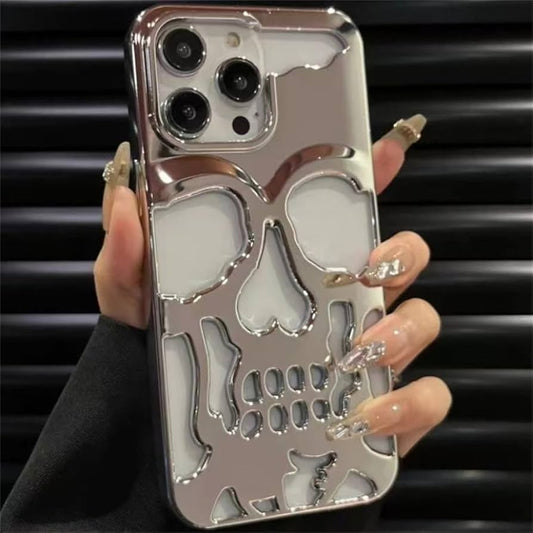 Hollow Skull Phone Case for iPhone 13 ProMax Plating Matte Shockproof