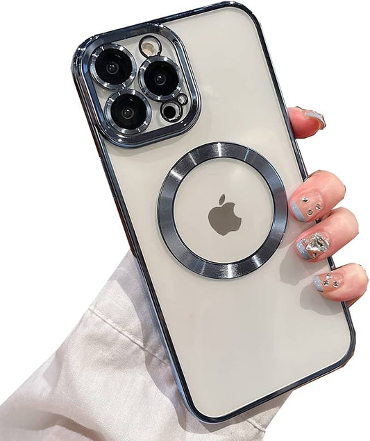 Apple iPhone 13 Pro Max Compatible with Magsafe Charger Wireless, Lens Camera Protection, Clear Transparent Slim Shockproof