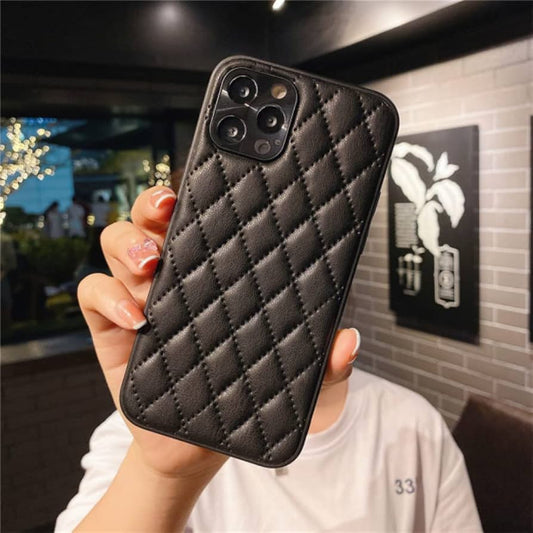 Luxury Checkered Lozenge Soft Vegan Leather Phone Case for Apple iPhone 13 Pro Max
