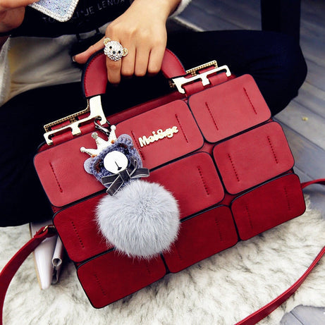 Women Bags pu Leather Handbags Suture Boston Bag Shoulder Bags purse Tote Bag