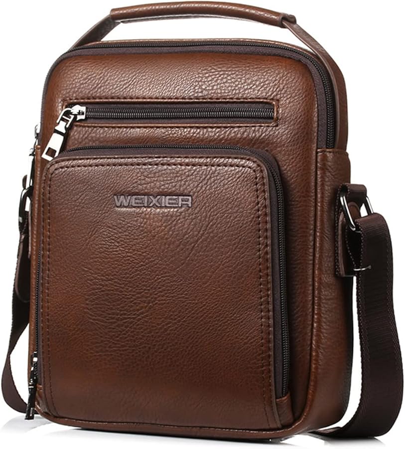 Weixier PU Leather Mens Crossbody Bag Ipad 9.7 Bag Shoulder Bags for Men