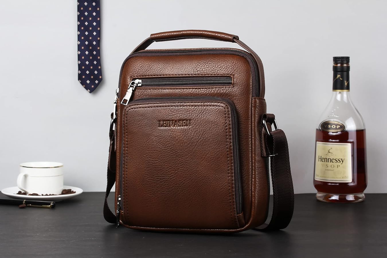 Weixier PU Leather Mens Crossbody Bag Ipad 9.7 Bag Shoulder Bags for Men