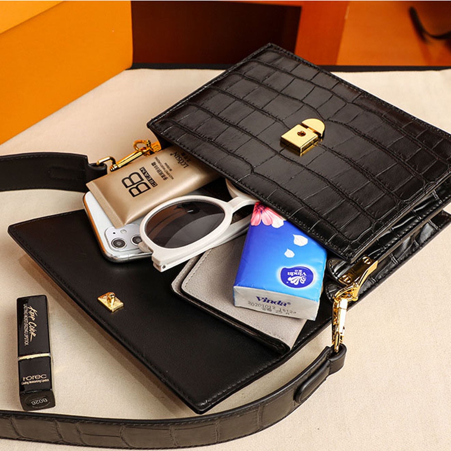 Women's Handbag, Leather Shoulder Bag Mini Flap Crossbody Bag