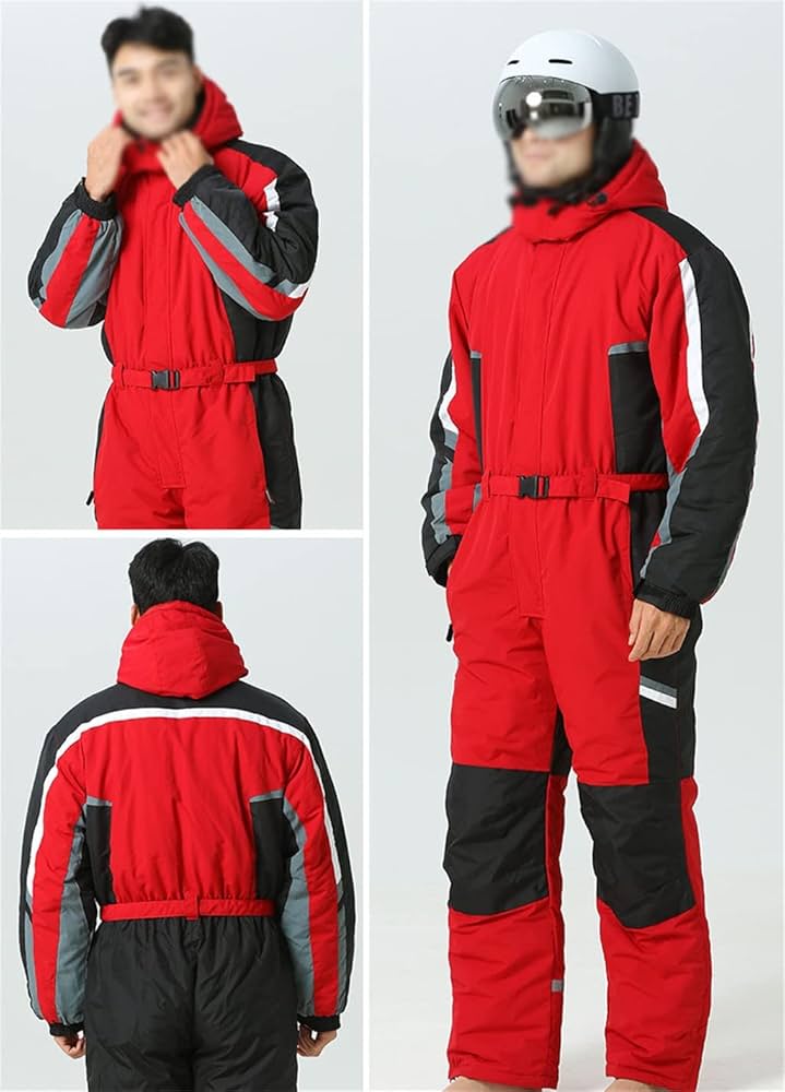 Winter One-Piece Ski Suit Men's Fleece Warm Outdoor Snowboard