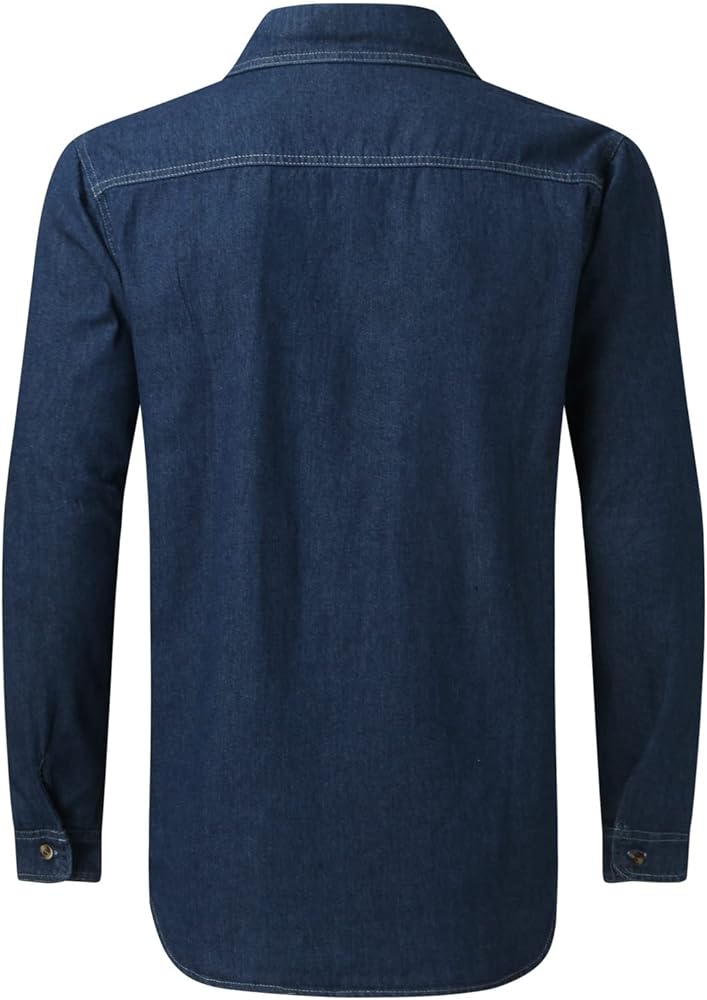 Men Big and Tall Mens Tops Casual Stylish Denim Button Up Dark Blue