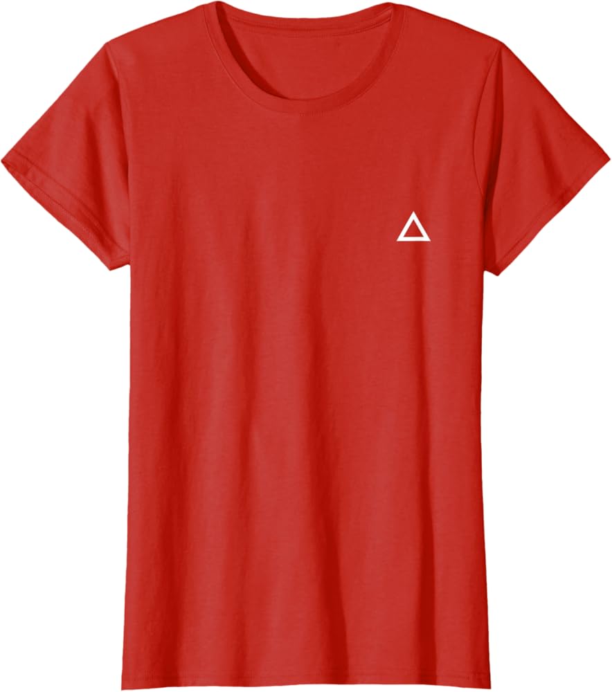 White Triangle, Red Background, Geometric, Shapes, Pattern T-Shirt