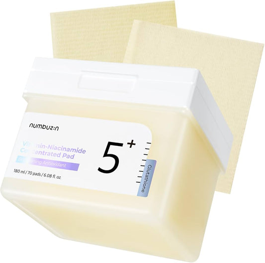numbuzin No.5+ Vitamin-Niacinamide Concentrated pad | Double- Sided Pad with Glutathione, Niacinamide, PHA & LHA | Exfoliation, Dark Spot, Hyperpigmentation Care | 70 Pads/6.08 Fl Oz