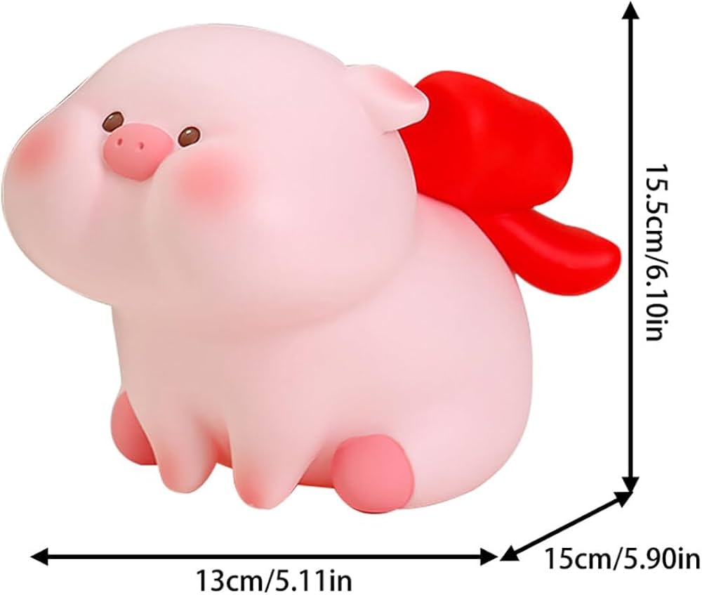 Lucky Pig Money Bank with Cute Bow, Piggy Bank Plastic Coin Bank, Unbreakable Coin Bank, Plastic Piggy Bank for Kids