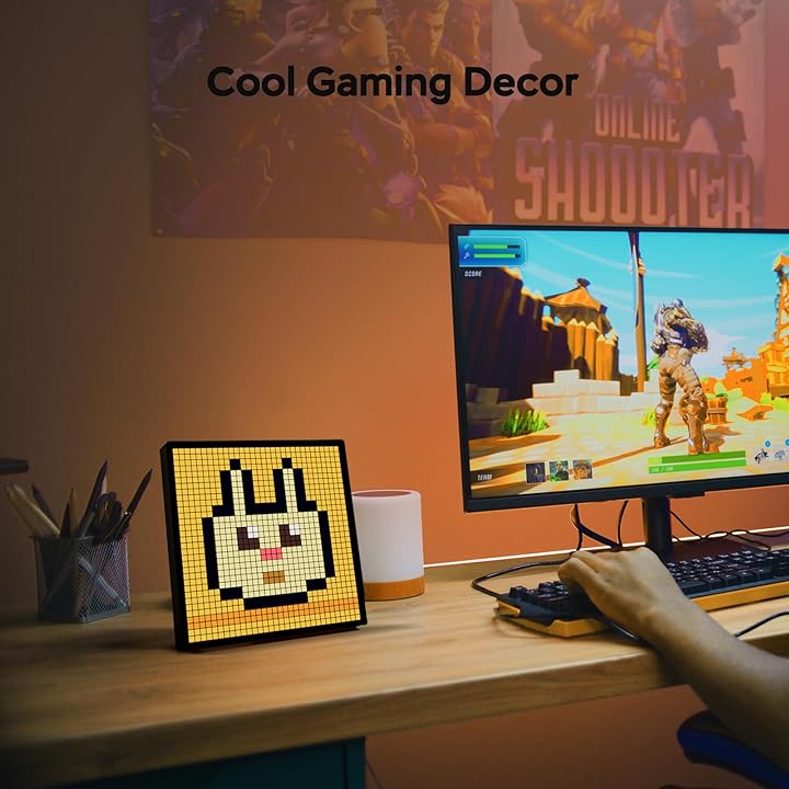 iDotMatrix LED Pixel Display, 32x32 Programmable Pixel Art Display with APP Control Creative Animations,Fun Text and Digital Clock, Gaming Accessories for Desk/Wall Room Decor