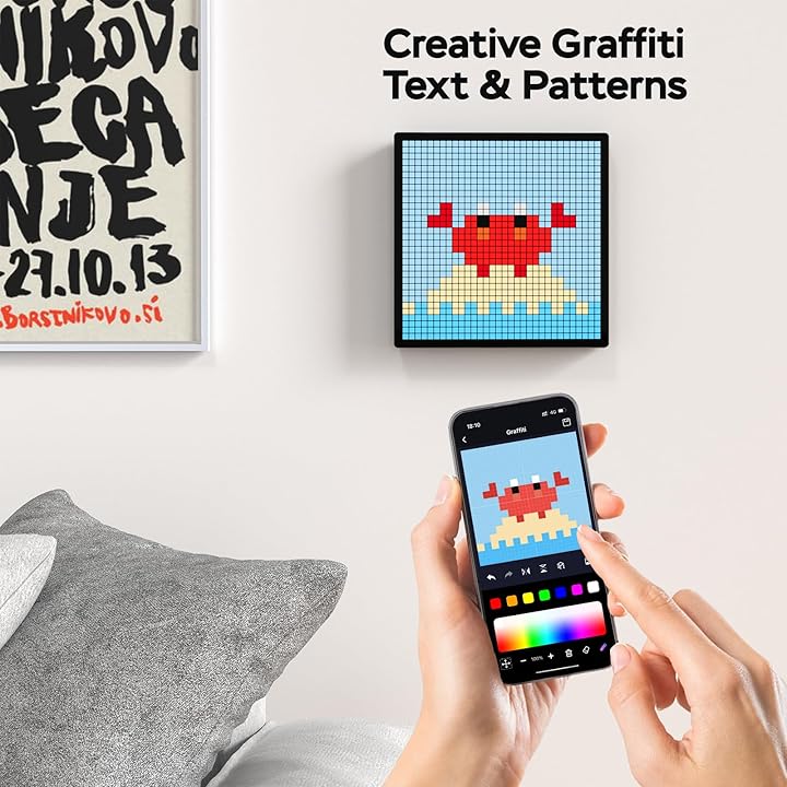 iDotMatrix LED Pixel Display, 32x32 Programmable Pixel Art Display with APP Control Creative Animations,Fun Text and Digital Clock, Gaming Accessories for Desk/Wall Room Decor