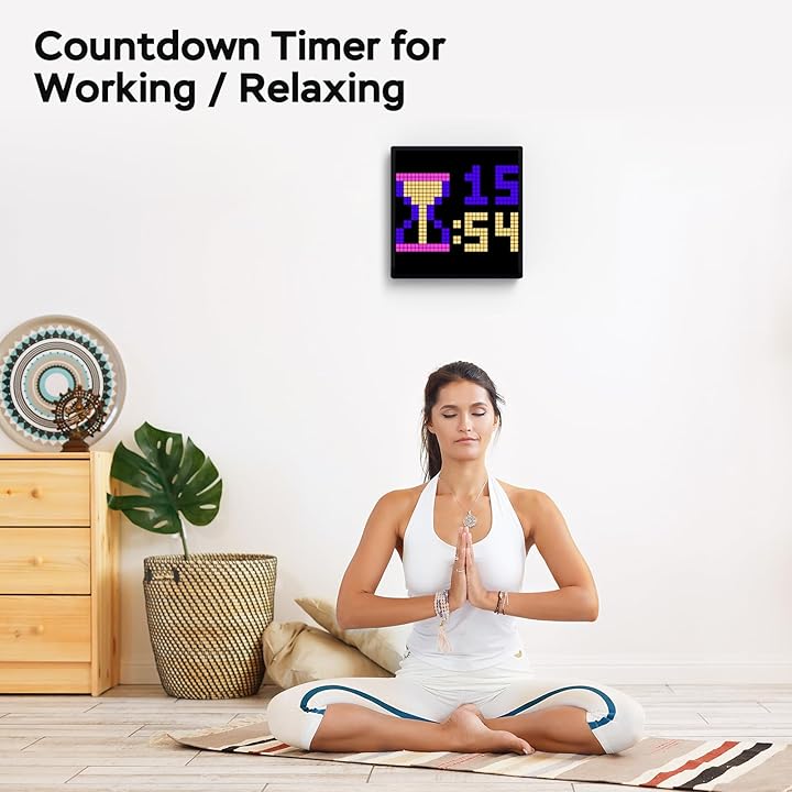 iDotMatrix LED Pixel Display, 32x32 Programmable Pixel Art Display with APP Control Creative Animations,Fun Text and Digital Clock, Gaming Accessories for Desk/Wall Room Decor
