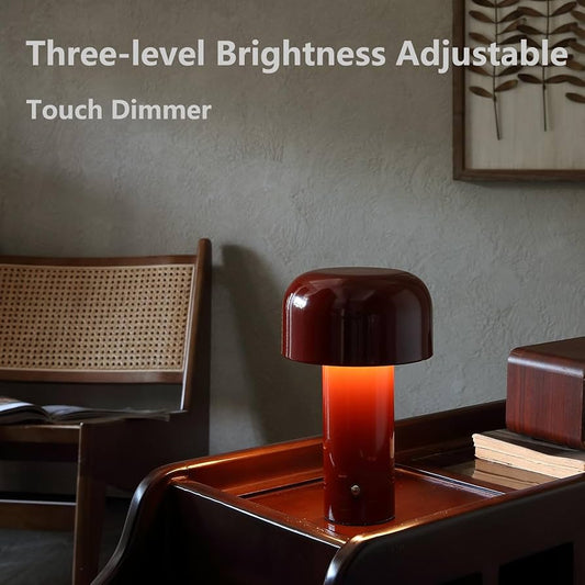 Modern Mushroom Table Lamp for Portable Touch Dimming,Rechargeable LED Night Light with 3-Levels Brightness,Bedside Lamp for Indoor Outdoor Restaurant Bar Coffee table