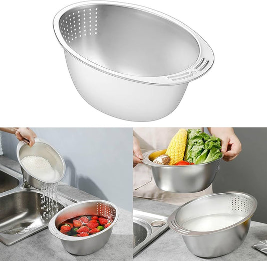 Versatile Rice Washing Bowl The Practical Tool For Home Cooking-Kitchen Colander Bowl Strain Rice Draining Bowl Rice Washing Bow
