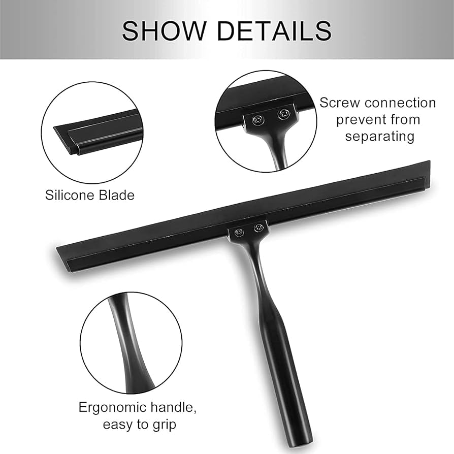 Shower Squeegee with Wall Holder, Squeegee with Replaceable Wiper Blades for Cleaning Bathroom Mirrors