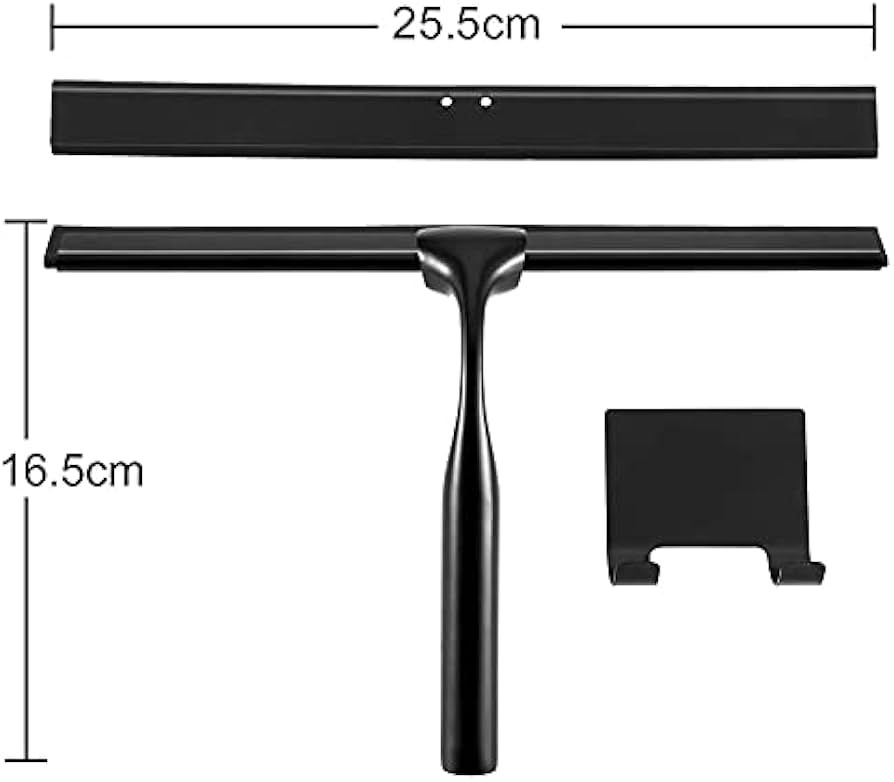 Shower Squeegee with Wall Holder, Squeegee with Replaceable Wiper Blades for Cleaning Bathroom Mirrors