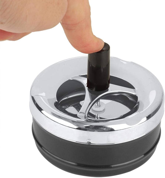 Ashtray, Round Push Down with Spinning Ashtray for Indoor or Outdoor Use Ash Tray smokeless