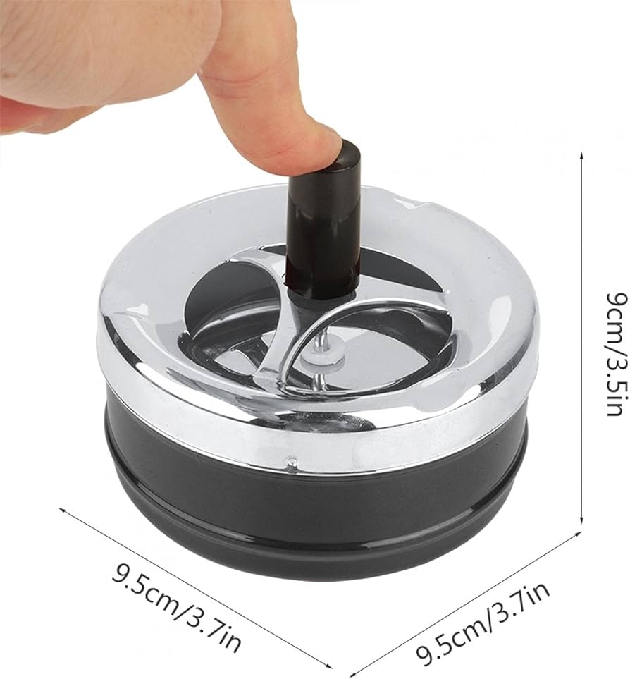 Ashtray, Round Push Down with Spinning Ashtray for Indoor or Outdoor Use Ash Tray smokeless