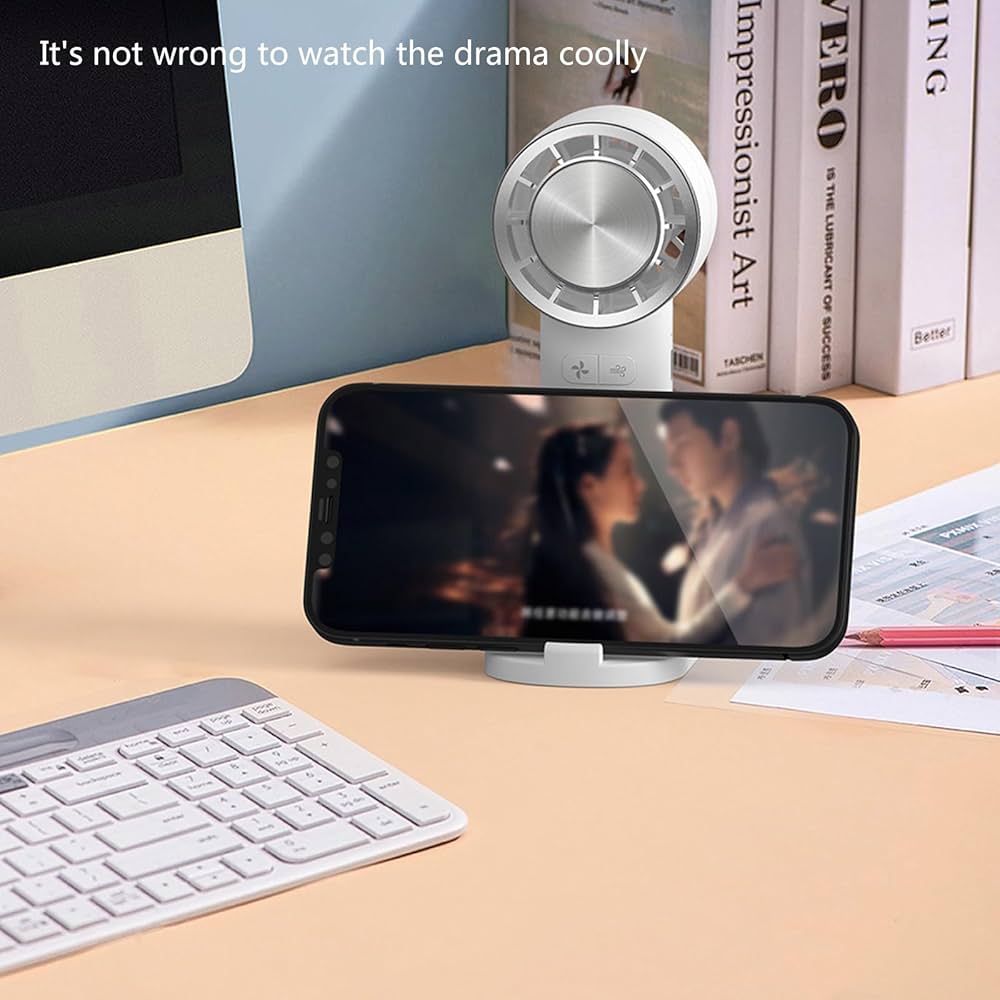 Handhelds Fan Cooling Fan USB C Rechargeable Fan With Base And Charging Cable 3 Speed Cold Fan