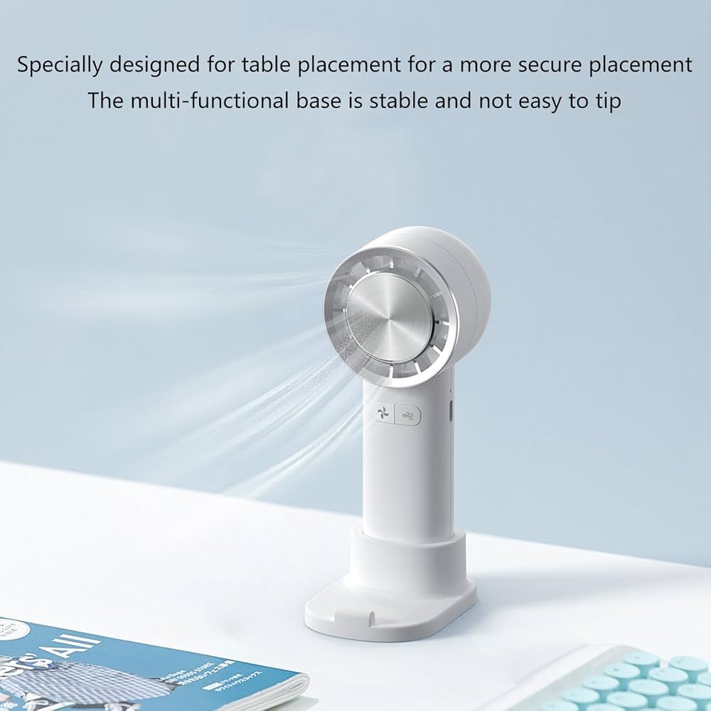 Handhelds Fan Cooling Fan USB C Rechargeable Fan With Base And Charging Cable 3 Speed Cold Fan