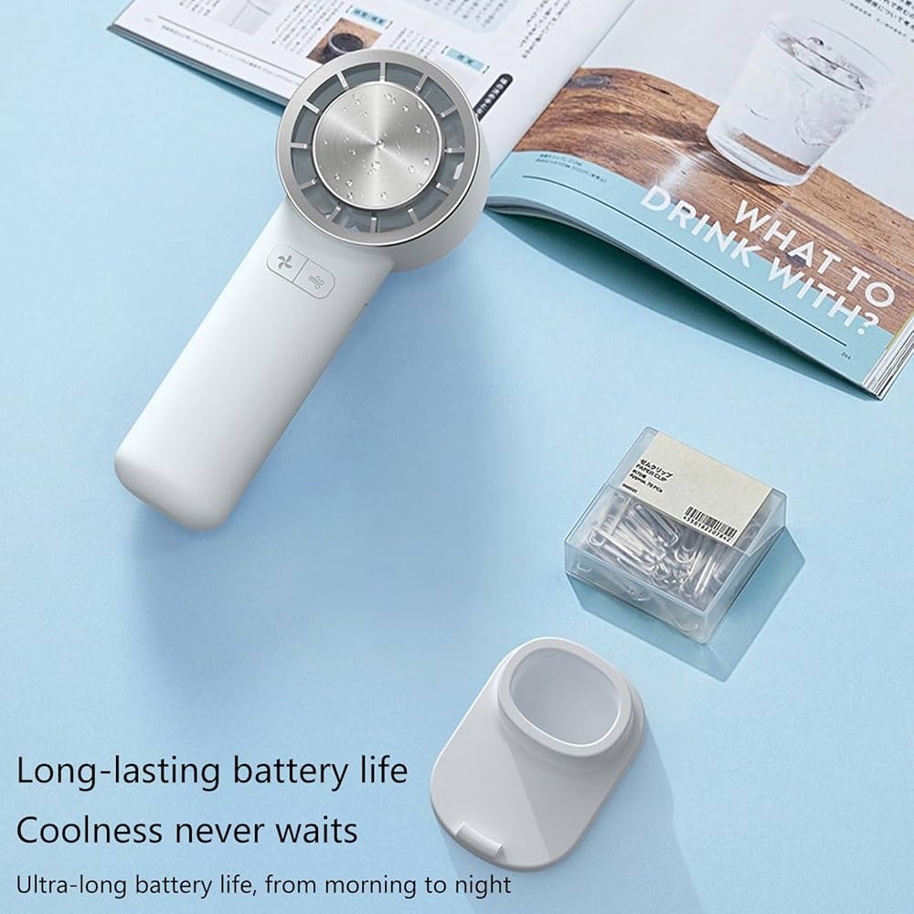 Handhelds Fan Cooling Fan USB C Rechargeable Fan With Base And Charging Cable 3 Speed Cold Fan