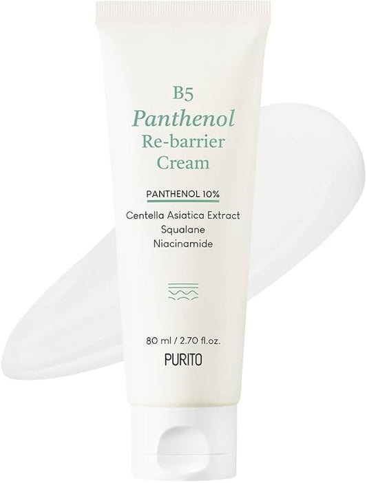 PURITO B5 Panthenol Re-barrier Cream 80ml / 2.70fl. oz. Vegan & Cruelty-free, rich moisturizing cream, moisturizing