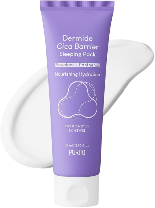 PURITO Dermide CICA Barrier Sleeping Pack 2.7 fl.oz / 80ml ceramide and centella, Night Cream, Sensitive Type, Moisture Pack